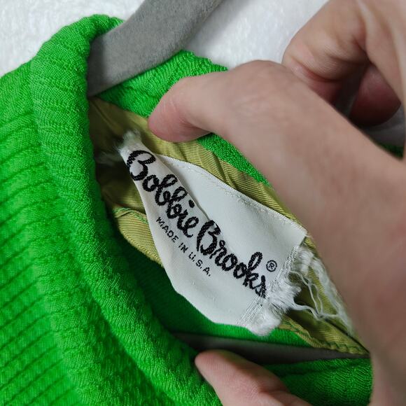 Vintage 60s Bobbie Brooks Dress Womens XS Lime Green Tie Waist Mod Retro FLAWS - Picture 5 of 10
